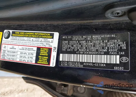 2011 Toyota Camry Se/Le/Xle из США, поврежденный, VIN 4T1BF3EK9BU691748